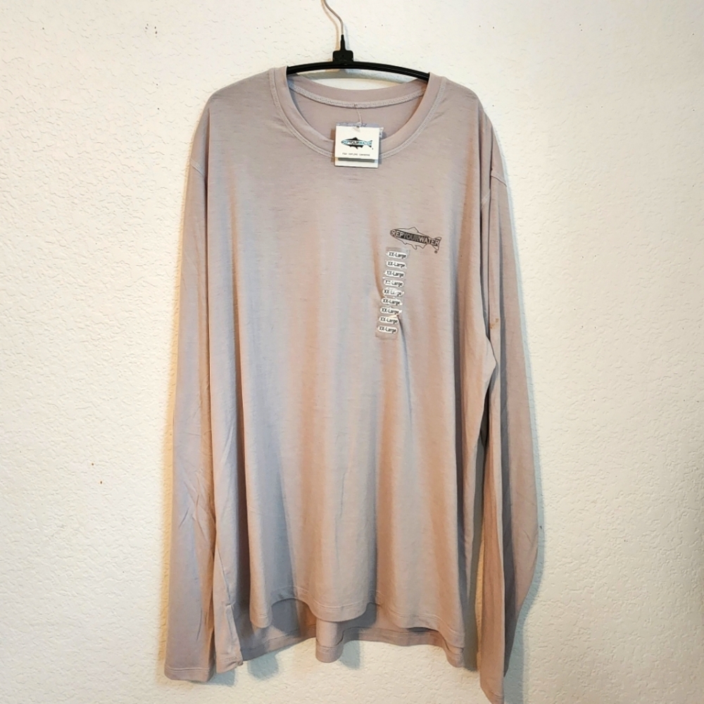 NWT RepYourWater Men's Long Sleeve Shirt in Light‎ Gray, Size XXL